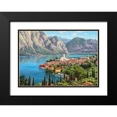 Town by the sea Black Modern Wood Framed Art Print with Double Matting by Prishchepa, Igor