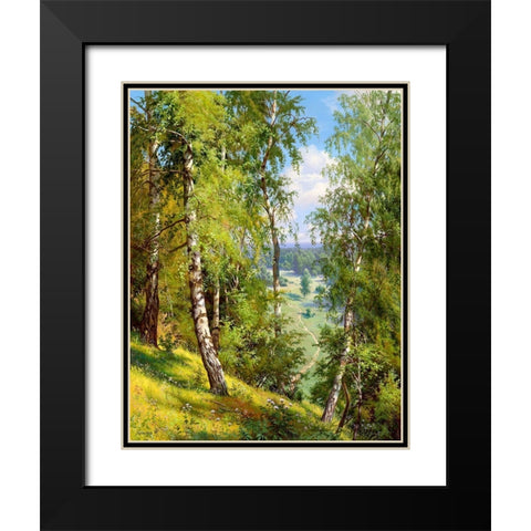 Birch in the forest Black Modern Wood Framed Art Print with Double Matting by Prishchepa, Igor