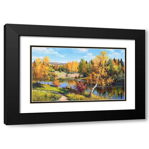 Golden autumn Black Modern Wood Framed Art Print with Double Matting by Prishchepa, Igor