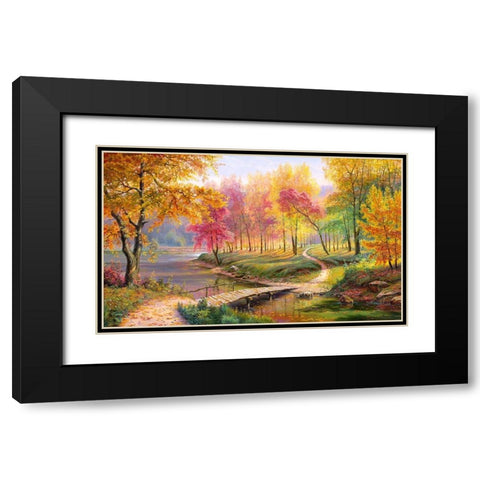 Autumn in the old park Black Modern Wood Framed Art Print with Double Matting by Potapov, Vitaly