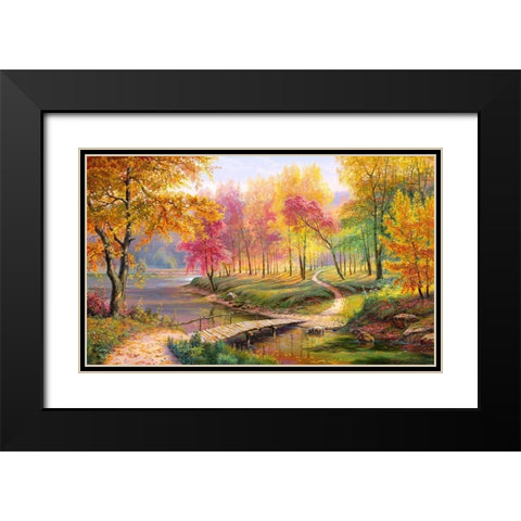 Autumn in the old park Black Modern Wood Framed Art Print with Double Matting by Potapov, Vitaly