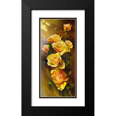 Yellow roses Black Modern Wood Framed Art Print with Double Matting by Romanov, Roman