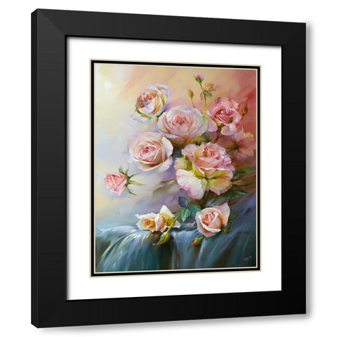 Pink morning Black Modern Wood Framed Art Print with Double Matting by Romanov, Roman