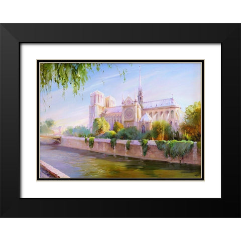 Parisian morning Black Modern Wood Framed Art Print with Double Matting by Romanov, Roman