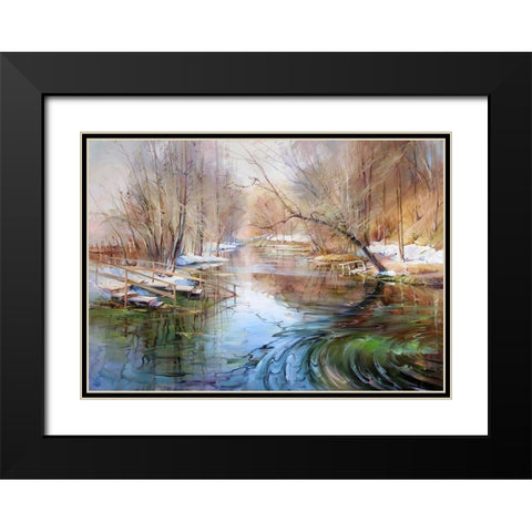 April Black Modern Wood Framed Art Print with Double Matting by Romanov, Roman