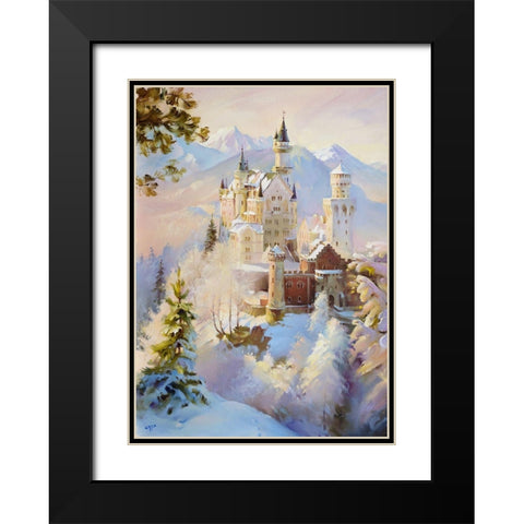 Neuschwanstein Black Modern Wood Framed Art Print with Double Matting by Romanov, Roman