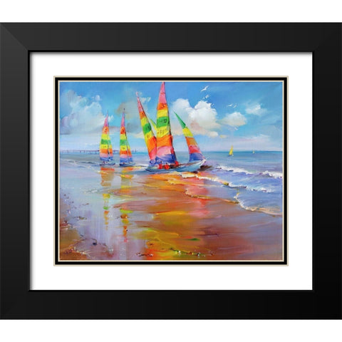 Saint Jean de Monts Black Modern Wood Framed Art Print with Double Matting by Romanov, Roman