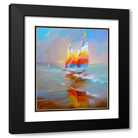 Sails Black Modern Wood Framed Art Print with Double Matting by Romanov, Roman