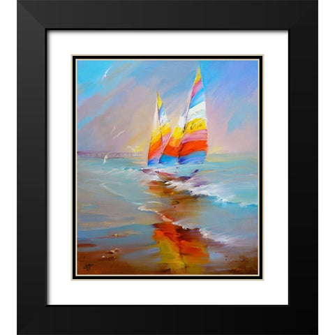 Sails Black Modern Wood Framed Art Print with Double Matting by Romanov, Roman
