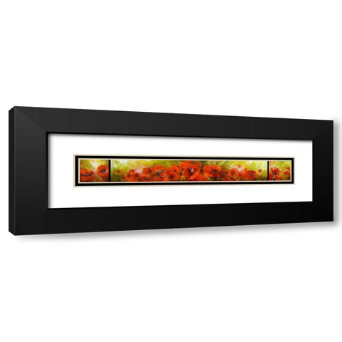 Poppies (Triptych) Black Modern Wood Framed Art Print with Double Matting by Romanov, Roman