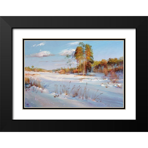 Pines Black Modern Wood Framed Art Print with Double Matting by Romanov, Roman