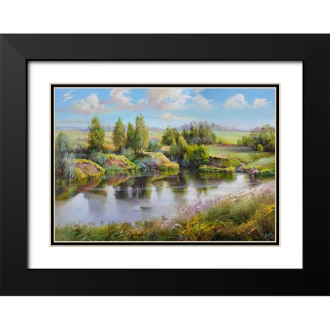 Summer Black Modern Wood Framed Art Print with Double Matting by Romanov, Roman