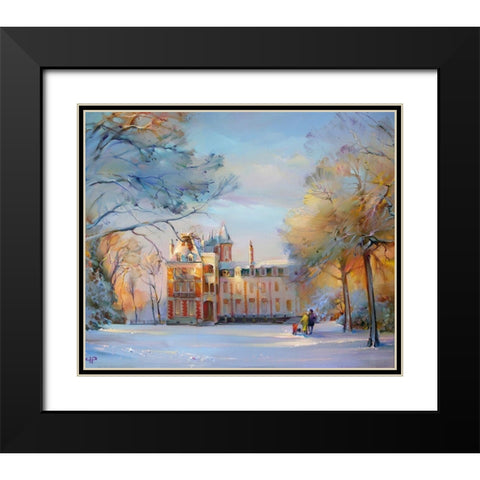 Saint Jean de Braye Black Modern Wood Framed Art Print with Double Matting by Romanov, Roman