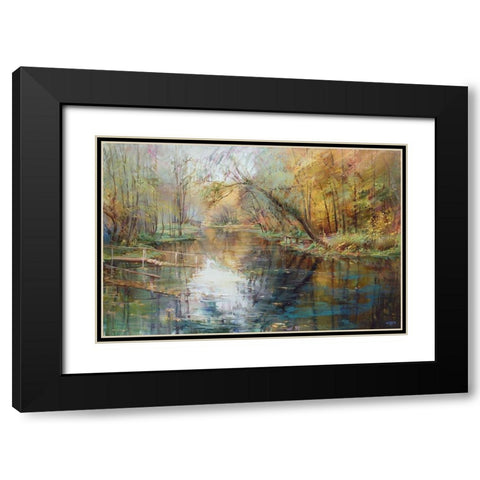 Lake Blue Black Modern Wood Framed Art Print with Double Matting by Romanov, Roman