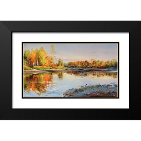 Volga bay Black Modern Wood Framed Art Print with Double Matting by Romanov, Roman