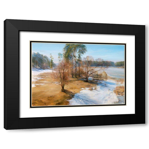 Spring Black Modern Wood Framed Art Print with Double Matting by Romanov, Roman
