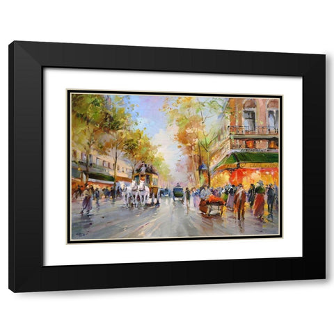 Cafe - Paix Black Modern Wood Framed Art Print with Double Matting by Romanov, Roman