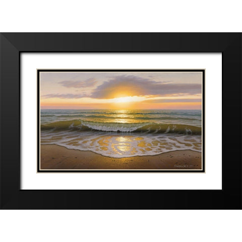 The wave Black Modern Wood Framed Art Print with Double Matting by Stepanov, Alexander