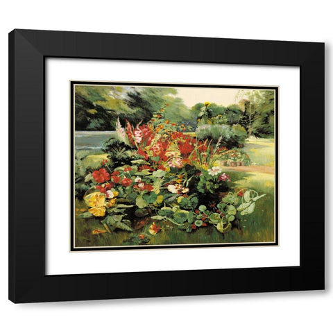 Vue du jardin Black Modern Wood Framed Art Print with Double Matting by Anonymous