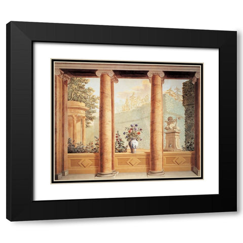 Colonnato con veduta Black Modern Wood Framed Art Print with Double Matting by Del Moro, Giuseppe