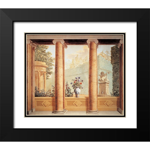 Colonnato con veduta Black Modern Wood Framed Art Print with Double Matting by Del Moro, Giuseppe