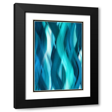 Aqua Flow Black Modern Wood Framed Art Print with Double Matting by Campbell, Annie