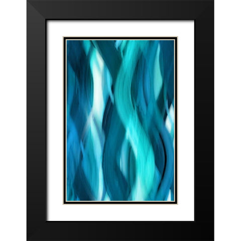 Aqua Flow Black Modern Wood Framed Art Print with Double Matting by Campbell, Annie