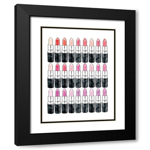 Lipsticks Black Modern Wood Framed Art Print with Double Matting by Greenwood, Amanda