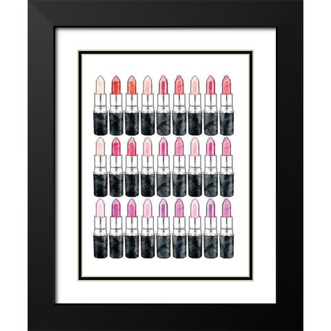 Lipsticks Black Modern Wood Framed Art Print with Double Matting by Greenwood, Amanda