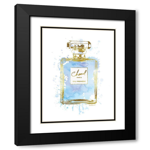 Perfume Bottle Blue Black Modern Wood Framed Art Print with Double Matting by Greenwood, Amanda