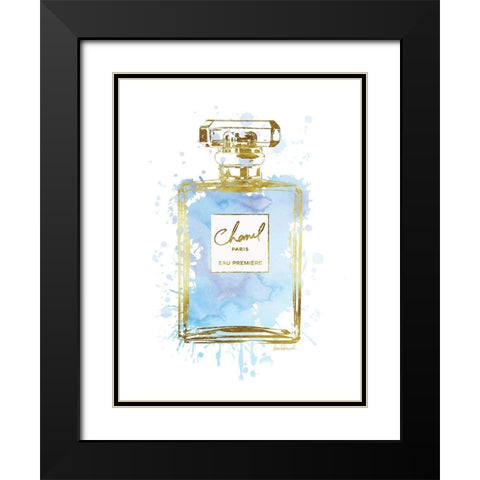 Perfume Bottle Blue Black Modern Wood Framed Art Print with Double Matting by Greenwood, Amanda