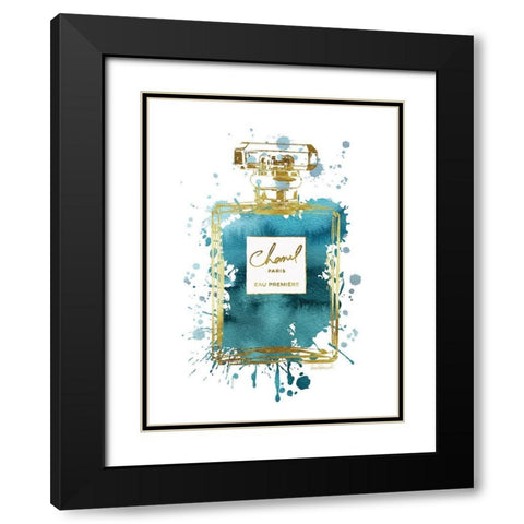 Perfume Bottle Deep Teal Black Modern Wood Framed Art Print with Double Matting by Greenwood, Amanda