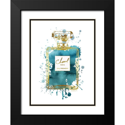 Perfume Bottle Deep Teal Black Modern Wood Framed Art Print with Double Matting by Greenwood, Amanda