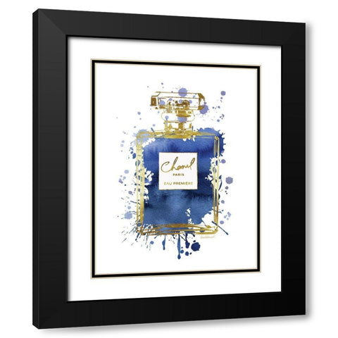 Perfume Bottle Navy Black Modern Wood Framed Art Print with Double Matting by Greenwood, Amanda