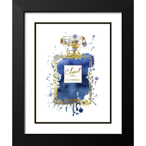 Perfume Bottle Navy Black Modern Wood Framed Art Print with Double Matting by Greenwood, Amanda