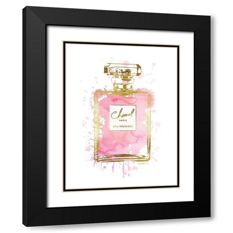 Perfume Bottle Pink Black Modern Wood Framed Art Print with Double Matting by Greenwood, Amanda