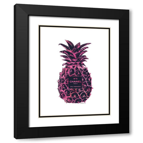 Black Pink Pineapple Black Modern Wood Framed Art Print with Double Matting by Greenwood, Amanda