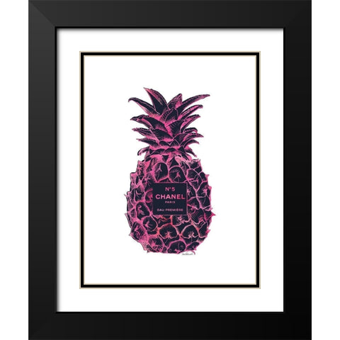 Black Pink Pineapple Black Modern Wood Framed Art Print with Double Matting by Greenwood, Amanda