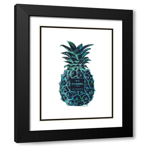 Black Tropical Pineapple Black Modern Wood Framed Art Print with Double Matting by Greenwood, Amanda