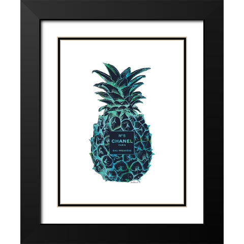 Black Tropical Pineapple Black Modern Wood Framed Art Print with Double Matting by Greenwood, Amanda