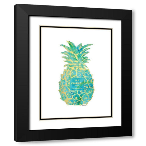 Green Gold Pineapple Black Modern Wood Framed Art Print with Double Matting by Greenwood, Amanda