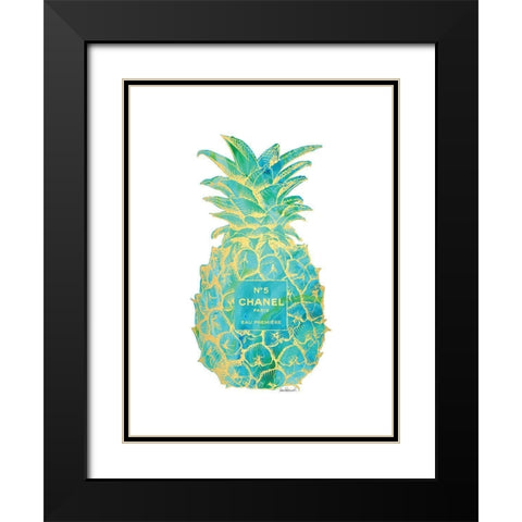 Green Gold Pineapple Black Modern Wood Framed Art Print with Double Matting by Greenwood, Amanda