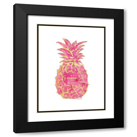 Pink Gold Pineapple Black Modern Wood Framed Art Print with Double Matting by Greenwood, Amanda