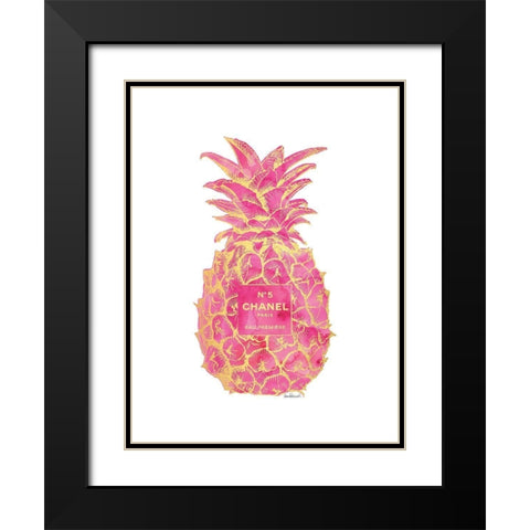 Pink Gold Pineapple Black Modern Wood Framed Art Print with Double Matting by Greenwood, Amanda