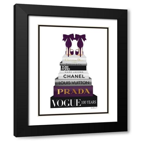 Book Stack Metallic Purple Black Modern Wood Framed Art Print with Double Matting by Greenwood, Amanda