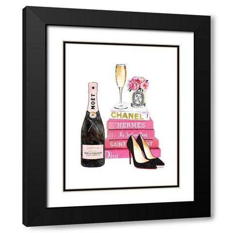 Pink Champagne Black Modern Wood Framed Art Print with Double Matting by Greenwood, Amanda