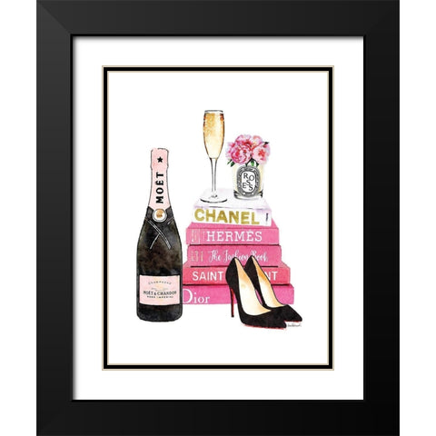 Pink Champagne Black Modern Wood Framed Art Print with Double Matting by Greenwood, Amanda