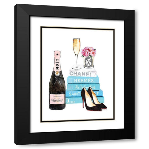 Teal Champagne Black Modern Wood Framed Art Print with Double Matting by Greenwood, Amanda