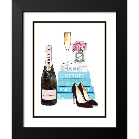 Teal Champagne Black Modern Wood Framed Art Print with Double Matting by Greenwood, Amanda