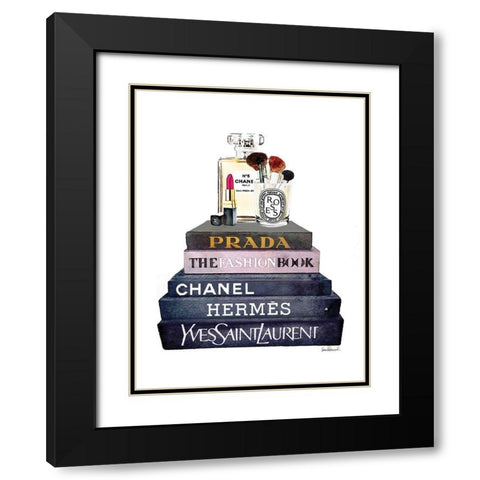 Book Stack Makeup Black Modern Wood Framed Art Print with Double Matting by Greenwood, Amanda
